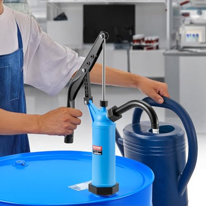VEVOR Drum Pump, 9.5 oz. Per Stroke, Lever-Action Barrel Pump, Fits 5-55 Gallon Drums with 3-Section Suction Tube Assembly & Hose, Hand Operated, Designed to Transfer Water, Alcohol, Corrosive Liquids