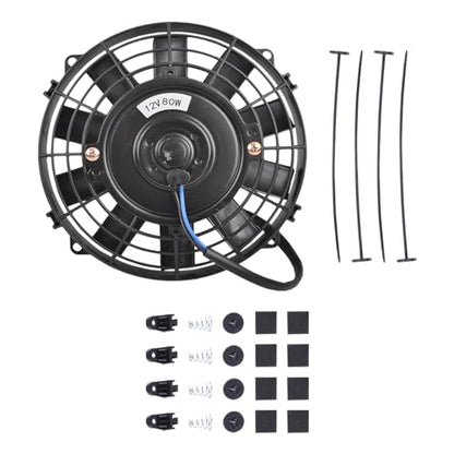 SSN 7" Black Electric Radiator Cooling Fan Assembly Kit - color: Black, size: 7" No Thermostat