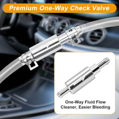 4 Pack Brake Bleeder Hose Kit with One Way Check Valve, Universal Brake Fluid Bleeder Tube with Black Adapter and Metal Clips, Brake Bleeding Tool for Car Motorcycle ATV Hydraulic Brake and Clutch