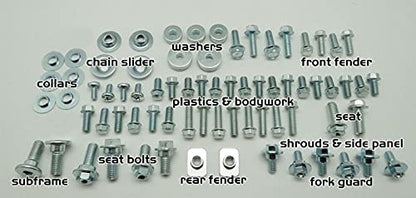 87pc Specbolt Kawasaki KX & KXF Body Bolt KIT for Plastics Seat Fenders shrouds Number Plates Fasteners fit KX60 KX80 KX85 KX100 KX125 KX250 KX500 KX250F KX450F KXF250 & KXF450