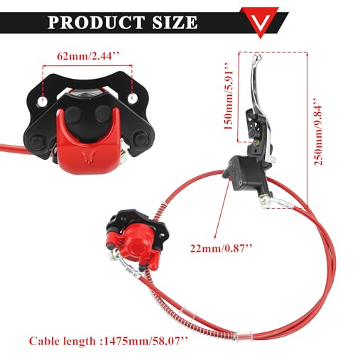PRO BAT Mini ATV Hydraulic Disc Brake Kit - color: Red