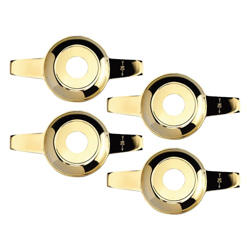 Zenith Style 2 Ear Cut Gold Spinner Caps (Set of 4) | 24K Gold Plated 2 Bar/Wing Straight Knock Off Spinner Caps with Wheel Chip Recess | Designed for Lowrider Cars with Wire Wheels - color: Gold, style: Set of 4