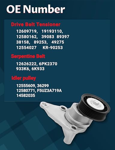 Serpentine Drive Belt Tensioner w/Pulley Kit for Avalanche 1500 V8 5.3L - size: 38158