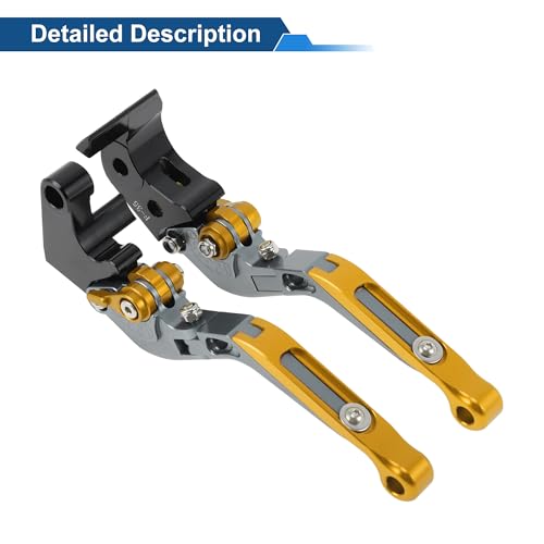 Brake Clutch Levers for Yamaha YZF-R7 21-25 6 Position Adjustable - color: Titanium Handle Gold Tone End