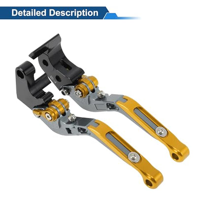 Brake Clutch Levers for Yamaha YZF-R7 21-25 6 Position Adjustable - color: Titanium Handle Gold Tone End