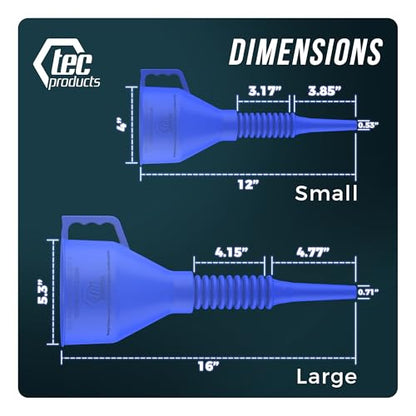 TEC Products FlexAll Long Flexible Oil Change Funnel, Blue, 16x5 Inches - color: Blue, size: Large