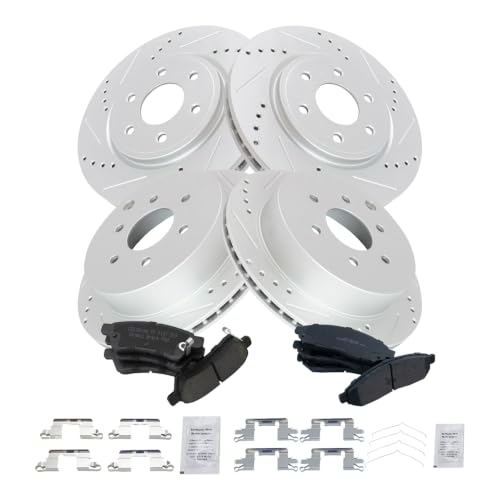 TRQ Performance Front and Rear Ceramic Brake Pad and Rotor Set Coated