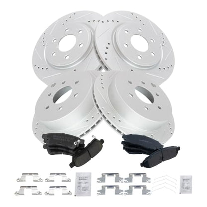 TRQ Performance Front and Rear Ceramic Brake Pad and Rotor Set Coated