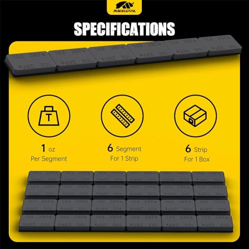 MIKKUPPA 1oz Adhesive Stick on Wheel Weights Black, 72oz/Box - color: Black, size: 72 PCS