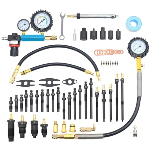 46PCS Compression and Leakage Test with Dual-Scale Diesel Pressure Gauge