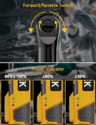 VTEK 3/8" Extended Cordless Ratchet Wrench 12V Electric Ratchet Wrench with 2 batteries,Variable Speed Trigger 40 Ft-lbs 400RPM Power Ratchet Wrench