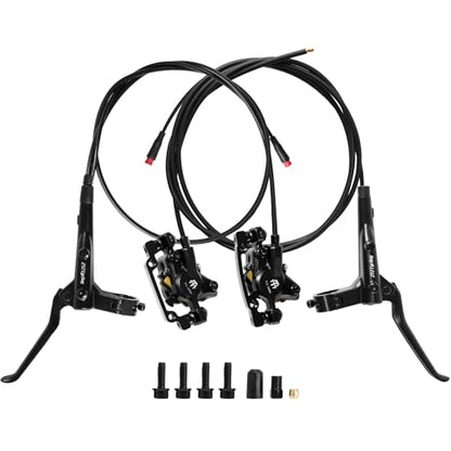 E-Bike Hydraulic Disc Brake Set, 2-PIN 2-Pistons Electric Power-Off Hydraulic Brakes Set, Left Front 950mm Right Rear 1880mm Pre-Bled with Mineral Oil Brakes Kit for eBike, MTB, Scooters - color: Black
