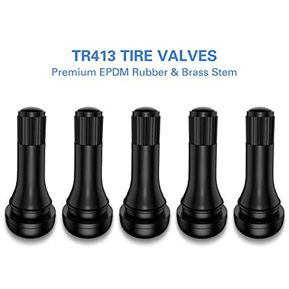 CKAuto TR413 Tubeless Rubber Snap-in Tire Valve Stems, Black, 5 Pcs/Bag - size: TR413