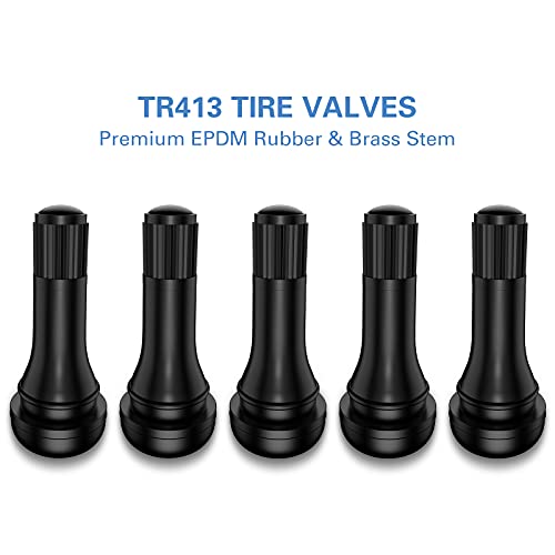 CKAuto TR413 Tubeless Rubber Snap-in Tire Valve Stems, Black, 5 Pcs/Bag - size: TR413