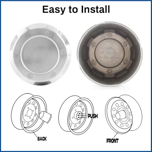 5.15in Push Through Trailer Center Caps Brushed Aluminum Fit 5.15" Center Bore Truck Trailer RV SUV Wheels Rims Hub Caps, Silver, 4Pcs - size: 5.15” Hub, 5.31” Tall