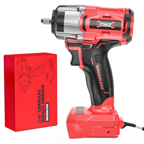 DIYtoolifz Cordless Impact Wrench Compatible with Milwaukee 18v Battery: 250Ft-lbs(340N.m) 3/8" Brushless Electric Impact Gun, 2400RPM High Torque Impact Driver, Power Impact Wrench, Bare Tool - size: 250ft-lbs, style: Compatible with Milwaukee 18V Batter