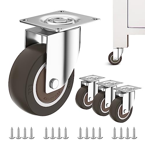 2" Casters Set of 4, Furniture Caster Wheels for Cart, Swivel Plate Castor, No Noise Rubber Wheels, Suitable for Workbench, Table - style: 2 "