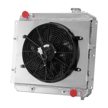 4Row Aluminum Radiator with Shroud Fan for 1960-1984 1983 1982 1978 1976 Toyota Land Cruiser Radiator Pickup FJ40 FJ45 3.9L 4.2L L6 1978 1979 1980
