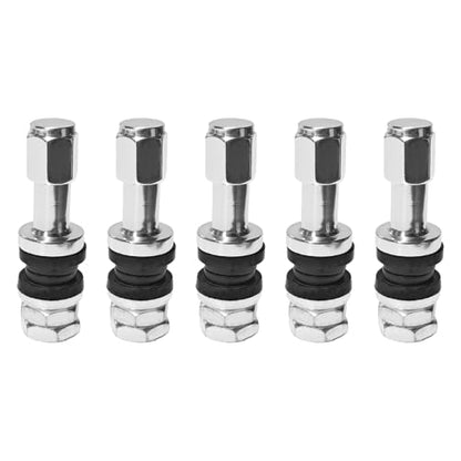 5 PCS VS43/TR43E Tubeless Clamp-in Valve Stems, High-Pressure Outer Mount Aluminum Alloy Car Wheel Valve Stem, Universal Auto Tire Air Stem Replacement for 0.453" Rim Holes (Silver) - color: Silver