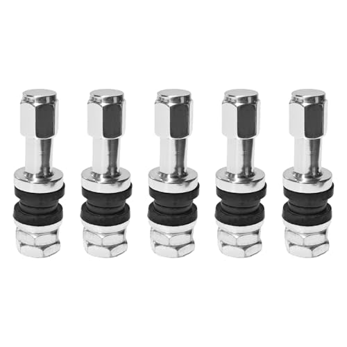 5 PCS VS43/TR43E Tubeless Clamp-in Valve Stems, High-Pressure Outer Mount Aluminum Alloy Car Wheel Valve Stem, Universal Auto Tire Air Stem Replacement for 0.453" Rim Holes (Silver) - color: Silver