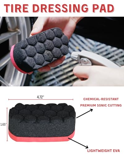 oesee 7PCS Car Wheel Rims Detail Cleaning PRO Wash Kit, Wheel Wash Mitt, Tire Brush, 2PCS Soft Wheels Brush, Detailing Brush, and Tire Dressing Pads, Microfiber Dry Towel Scratch-Free Cleaning - color: Red/Black, size: 7-Pack