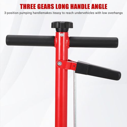 22 Ton Air Hydraulic Floor Jack for Heavy Duty Trucks & Tractors – Low Profile (9"-17.7"), 4 Adapters, 46" Adjustable Handle – 44,000 Lbs Capacity - color: 22 Ton Red