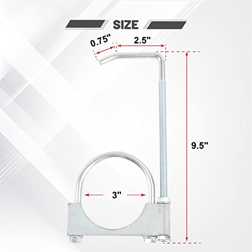 Exhaust Clamp With Hanger Fits 3" Exhaust Pipe, 2PCS - size: 3''