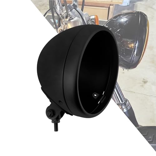 Motorcycle 7" Headlight Housing 7 Inch Head Lamp Bucket Fit for Harley Dyna Softail FX Custom Sportster XL (Black) - color: Black