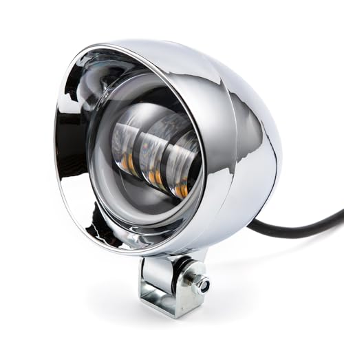 Chrome Bullet LED Motorcycle Fog Lights & Auxiliary Headlight - Dual Color DC12V for ATV, Cruisers, Scooters (style two) - style: style two