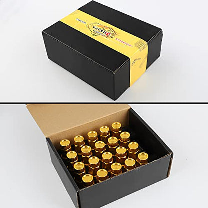 20PCS Closed End Lug Nuts M12X1.5 Wheel Rims Lug Nuts +Socket (Gold) - color: Gold