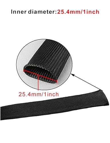 Fuel Line Heat Shield Wire Heat Shield Heat Shield Sleeve Auto Hose Spark Plug Wire Heat Shield Diesel Heater Exhaust Sleeve 2500 Degree for Car&Auto Wire Loom Brake Cable (1" IDX10',Black) - color: Black, size: 1" IDX10'