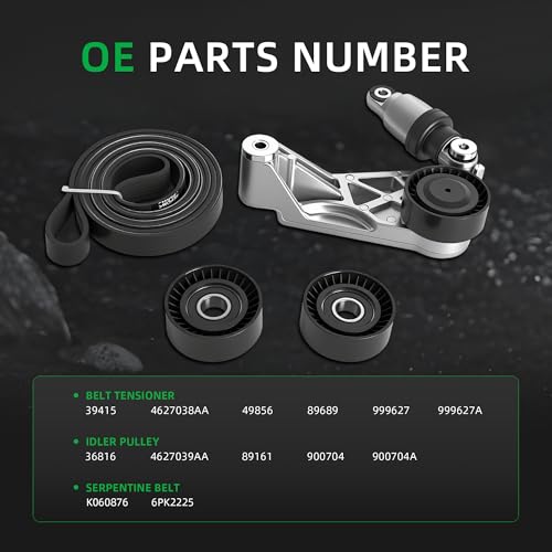 Serpentine Belt Tensioner Drive Component Kit #90K-39415 - size: for Wrangler/Wrangler JK 2012-2018