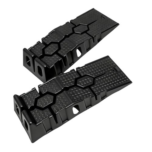 Portable Plastic Car Ramps - 6600Lbs Capacity Non-Slip Low Profile Car Ramps for Oil Changes,Vehicle Ramps for Tire Replacement & Chassis Maintenance-SUV/Pickup/Sedan,2-Pack.