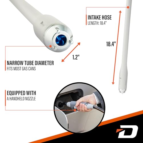 Deway Automatic Fuel Transfer Stick Pump with Hand Trigger & 59" PVC Hose - 2.6 GPM Battery Powered Gas Pump for Gasoline, Diesel, DEF, Agricultural Chemicals, Generators, Lawn Equipment - style: Hand Trigger Nozzle w/ PVC Hose