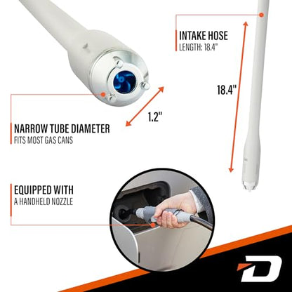Deway Automatic Fuel Transfer Stick Pump with Hand Trigger & 59" PVC Hose - 2.6 GPM Battery Powered Gas Pump for Gasoline, Diesel, DEF, Agricultural Chemicals, Generators, Lawn Equipment - style: Hand Trigger Nozzle w/ PVC Hose