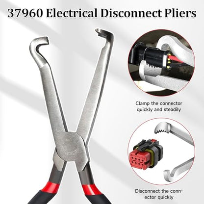 Electrical Disconnect Pliers, Electrical Connector Separator Tool, 8 inch Automotive Electrical Disconnect Pliers for Cars, Locking Push Tab Plugs - style: Straight+Separator