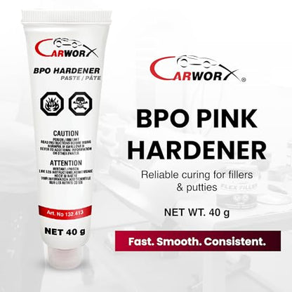 BPO Hardener, Body Filler Hardener - Pink Cream Catalyst for Flex Filler, Plastic Body Filler, Automotive Refinishing, 40 g