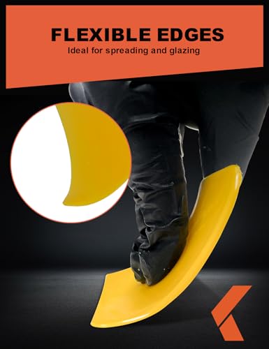 KREFINISH Body Filler Spreaders (4, 5, 6in 15Pieces) - Yellow Reusable Plastic Spreader Auto Body Spreader for Automotive Fillers, Putties, Glazes, Caulks and Paint - size: 3 Sizes