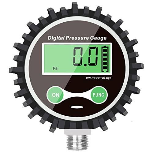 Uharbour Digital Air Pressure Gauge 5-200psi, 1/4" NPT Bottom - size: 5-200PSI