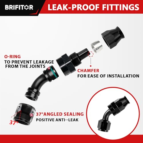 8AN PTFE Fuel Line Kit Nylon Braided PTFE Fuel Hose 20FT With AN8 Hose End Fitting For LS Swap EFI Fuel System - color: Black, size: 8AN 20FT