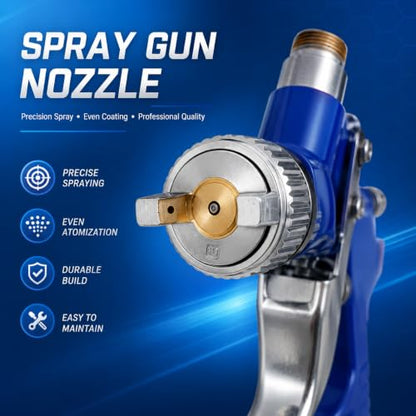 Mini HVLP Air Spray Gun Kit with 0.8mm & 1.0mm Nozzles, 125cc Cup for Automotive Touch Up & DIY Projects, Professional Paint Sprayer (0.8mm Nozzle)