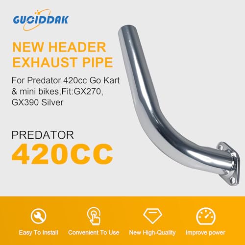 New 420cc Exhaust Header Pipe with Female Threaded - color: Silver
