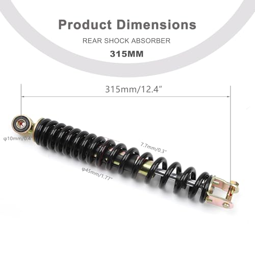 Minho Motorcycle Single Rear Shock Assembies 315MM/12.4" in Heavy Iron Material Compatible with Chinese GY6 50cc Scooter Mopeds Taotao ATM50 - size: 315mm
