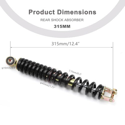 Minho Motorcycle Single Rear Shock Assembies 315MM/12.4" in Heavy Iron Material Compatible with Chinese GY6 50cc Scooter Mopeds Taotao ATM50 - size: 315mm
