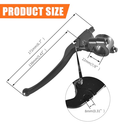 22mm 7/8" Left Brake Handle Clutch Lever Perch for Minibike parts Black - color: Black