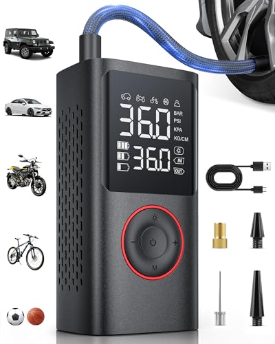 Powools Tire Inflator Portable Air Compressor, Black, Standard Capacity - size: Standard Capacity