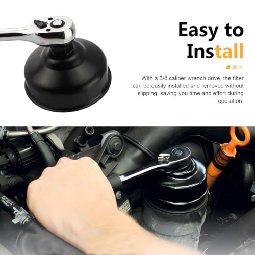 86mm 16 Flutes Oil Filter Wrench, Car Oil Filter Removal Tool to Change Oil, Aluminum Alloy Oil Filter Socket Wrench Tools, Compatible with BMW Volvo