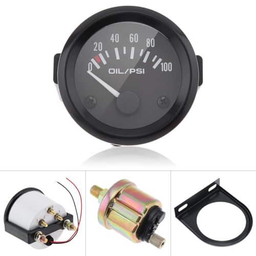Oil Pressure Gauge Kit, 2" 52MM 12V 0~100PSI Universal Colorful LED Digital Oil Press Pressure PSI Gauge with Oil Pressure Sensor