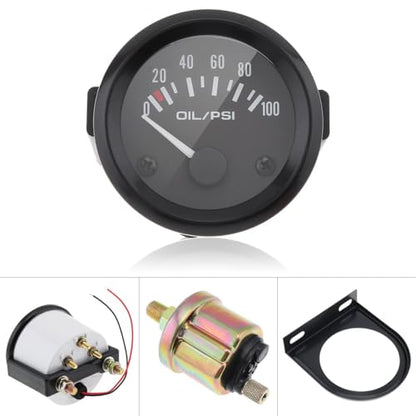 Oil Pressure Gauge Kit, 2" 52MM 12V 0~100PSI Universal Colorful LED Digital Oil Press Pressure PSI Gauge with Oil Pressure Sensor