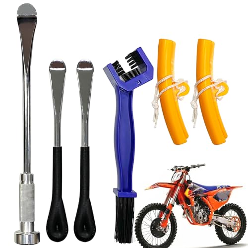 16” Tire Spoon Lever Lawn Mower Motorcycle Dirt Bike Tire Changing Tool with 2 PCS 11” Steel Tire Spoons Tool,2PCS Rim Protectors and Chain Brush(Crowbar kit) - style: Crowbar kit